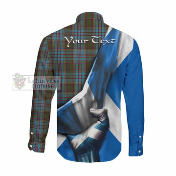 Anderson Tartan Long Sleeve Button Shirt with Family Crest Scotland Patriotic Style