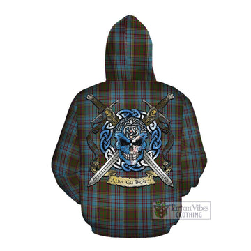 Anderson Tartan Cotton Hoodie with Family Crest Celtic Skull Style