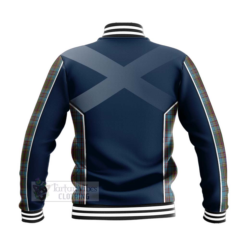 Tartan Vibes Clothing Anderson Tartan Baseball Jacket with Family Crest and Scottish Thistle Vibes Sport Style