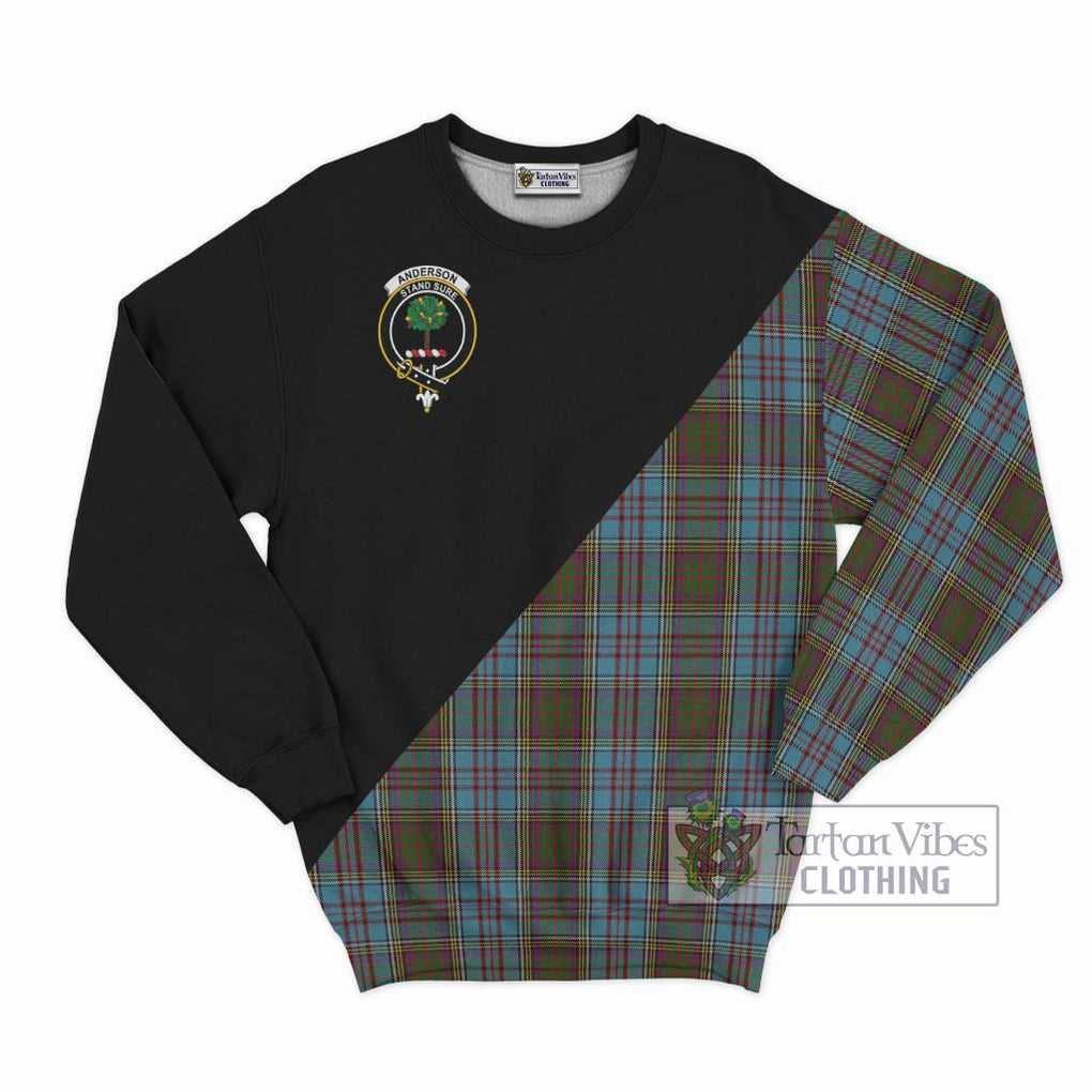 Anderson Tartan Sweatshirt with Family Crest and Military Logo Style - Tartanvibesclothing Shop