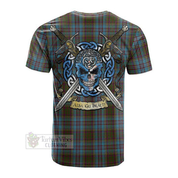 Anderson Tartan Cotton T-shirt with Family Crest Celtic Skull Style