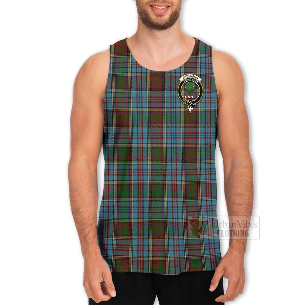 Tartan Vibes Clothing Anderson Tartan Men's Tank Top with Family Crest and Bearded Skull Holding Bottles of Whiskey