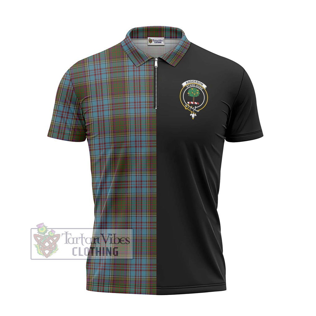 Anderson Tartan Zipper Polo Shirt with Family Crest and Half Of Me Style - Tartanvibesclothing Shop