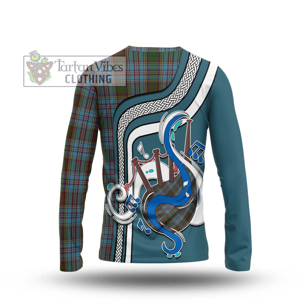 Tartan Vibes Clothing Anderson Tartan Long Sleeve T-Shirt with Epic Bagpipe Style