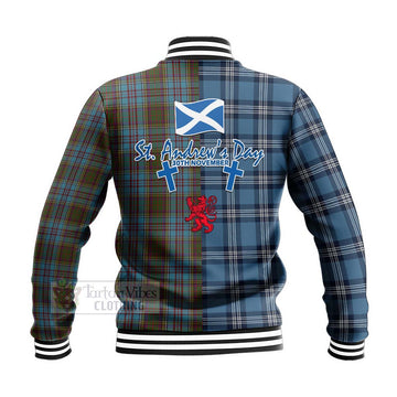 Anderson Tartan Baseball Jacket Happy St. Andrew's Day Half Tartan Style