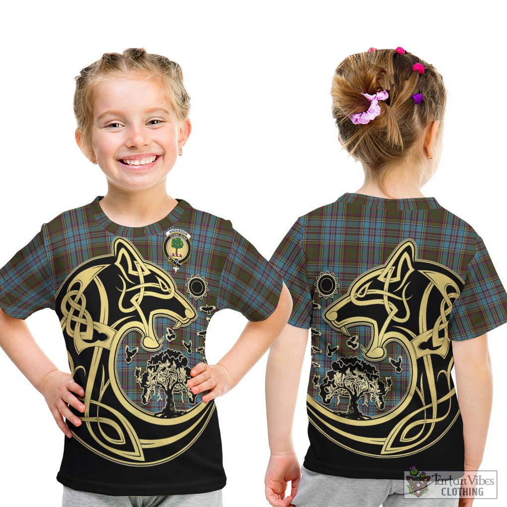 Anderson Tartan Kid T-Shirt with Family Crest Celtic Wolf Style - Tartan Vibes Clothing