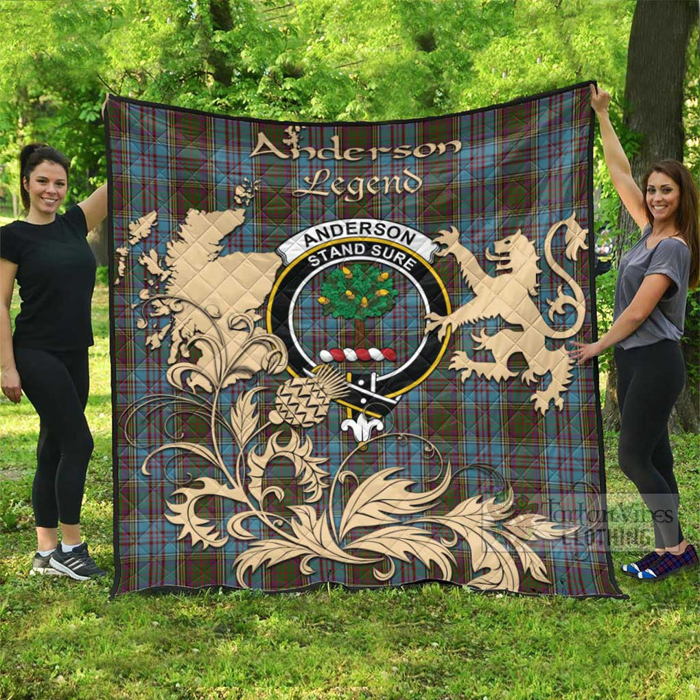 Tartan Vibes Clothing Anderson Tartan Quilt with Family Crest and Scottish Symbol Style