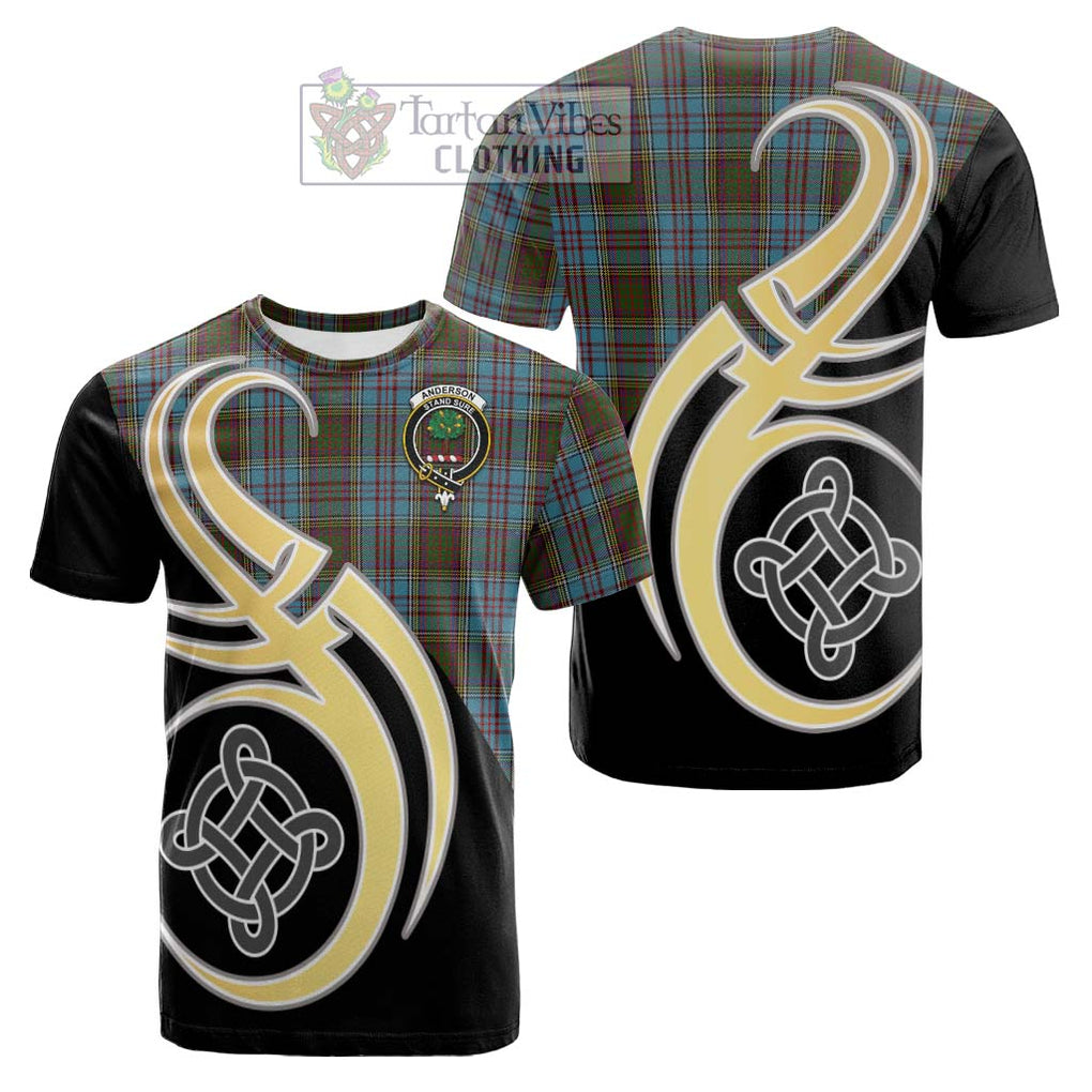 Tartan Vibes Clothing Anderson Tartan Cotton T-shirt with Family Crest and Celtic Symbol Style