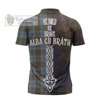 Anderson Tartan Family Crest Zipper Polo Shirt Alba Gu Brath Be Brave Lion Ancient Style - Tartan Vibes Clothing