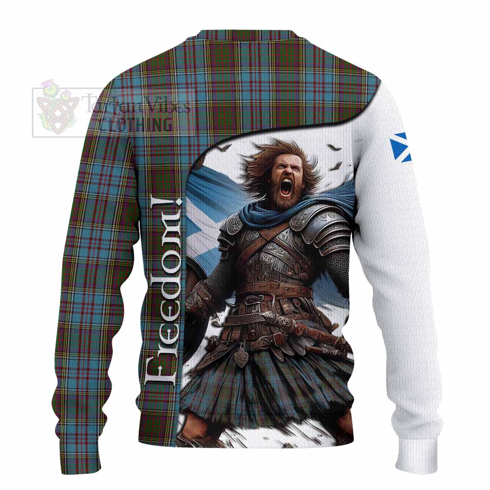 Tartan Vibes Clothing Anderson Crest Tartan Knitted Sweater Inspired by the Freedom of Scottish Warrior