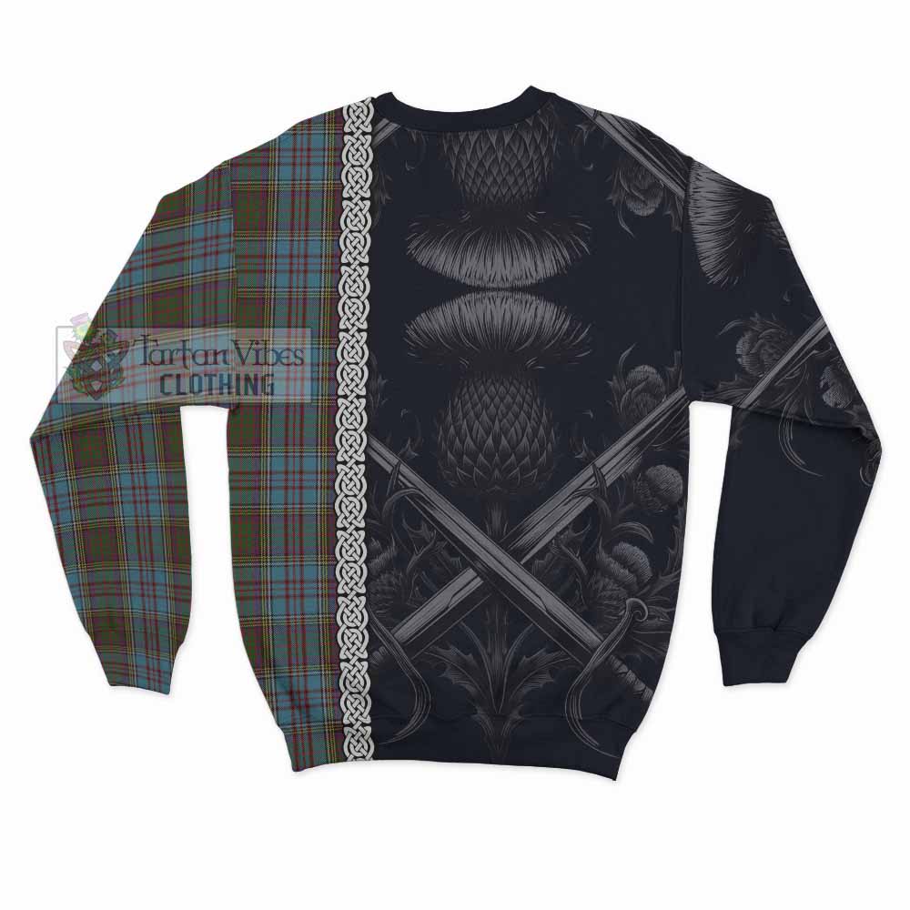 Tartan Vibes Clothing Anderson Tartan Sweatshirt with Family Crest Cross Sword Thistle Celtic Vibes