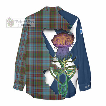 Anderson Tartan Family Crest Women's Casual Shirt Scottish Thistle Celtic Inspired - Tartan Vibes Clothing