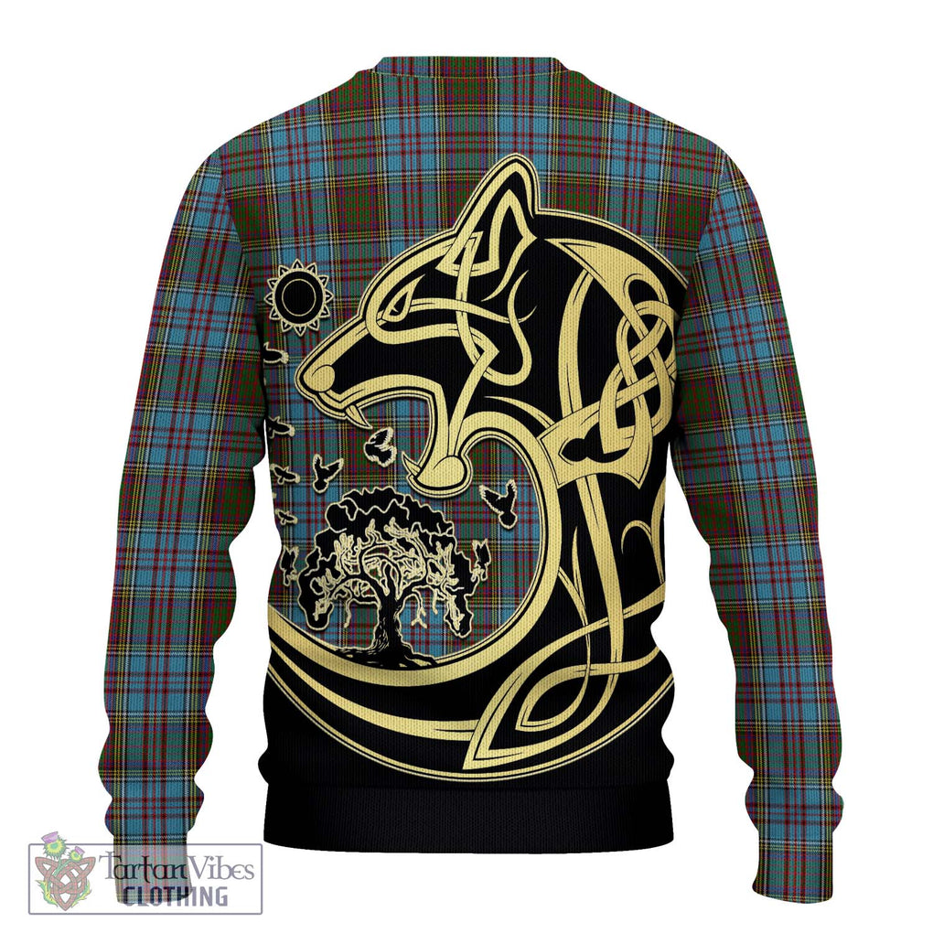 Anderson Tartan Knitted Sweater with Family Crest Celtic Wolf Style - Tartan Vibes Clothing