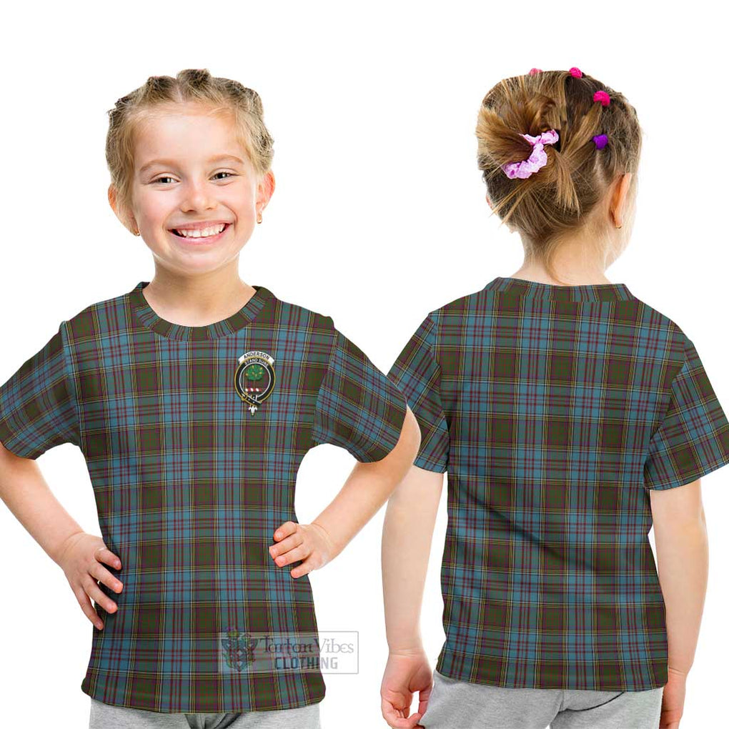 Anderson Tartan Kid T-Shirt with Family Crest - Tartanvibesclothing Shop