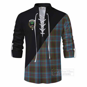 Anderson Tartan Ghillie Kilt Shirt with Family Crest and Military Logo Style