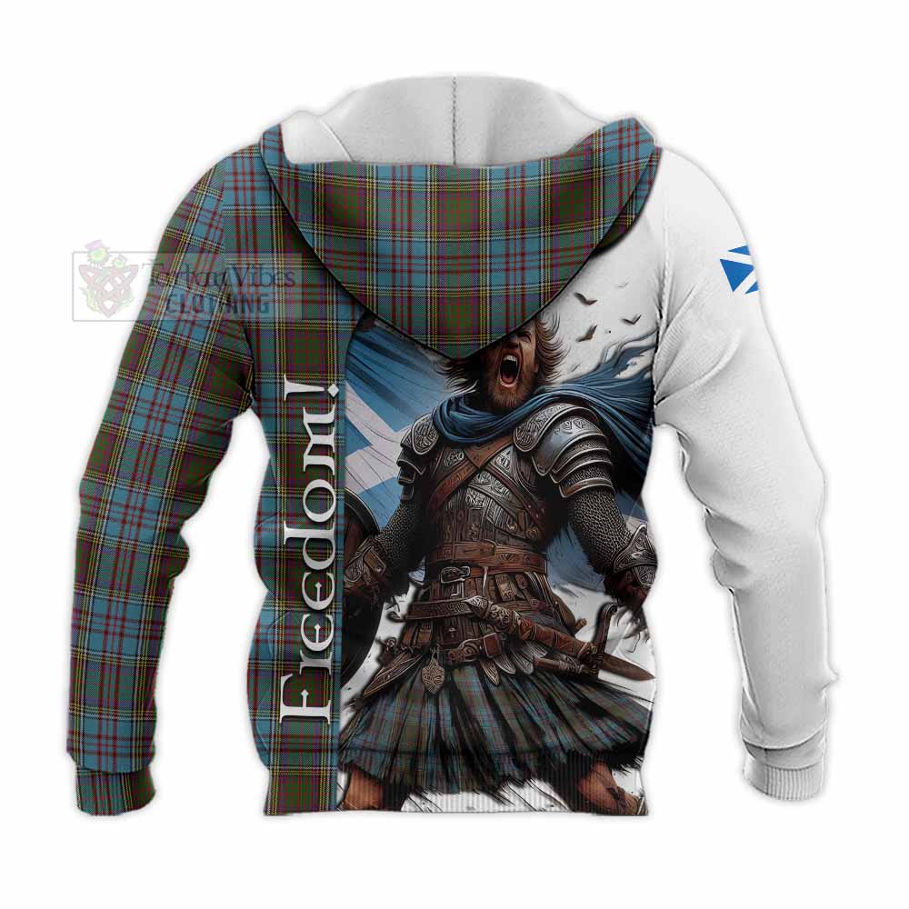 Tartan Vibes Clothing Anderson Crest Tartan Knitted Hoodie Inspired by the Freedom of Scottish Warrior