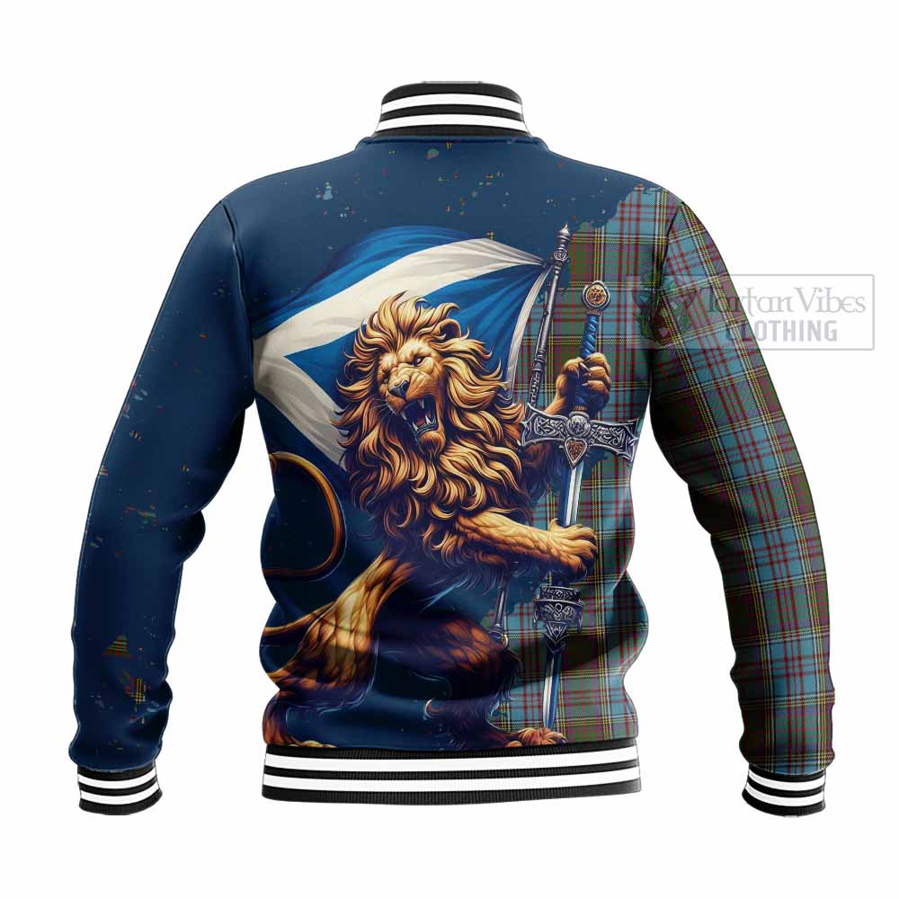 Tartan Vibes Clothing Anderson Tartan Family Crest Baseball Jacket with Scottish Majestic Lion