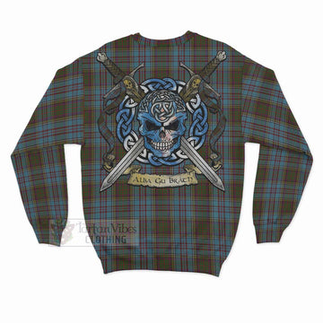 Anderson Tartan Sweatshirt with Family Crest Celtic Skull Style