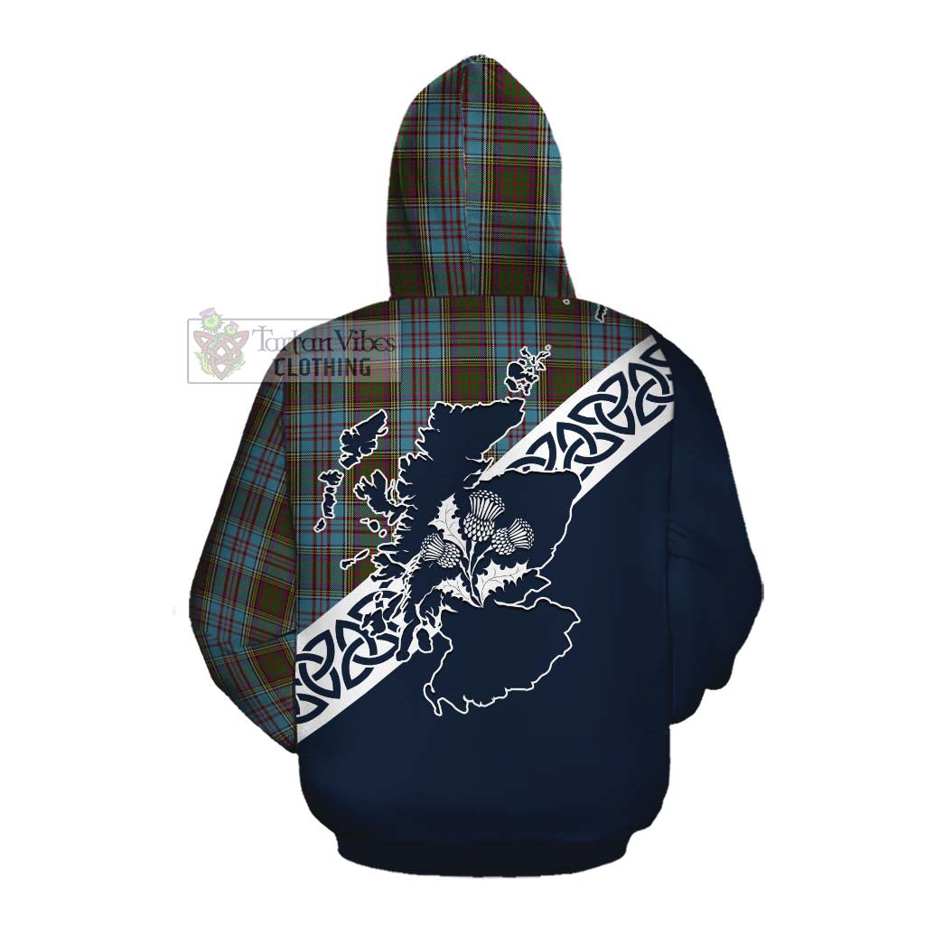 Tartan Vibes Clothing Anderson Tartan Cotton Hoodie Featuring Thistle and Scotland Map