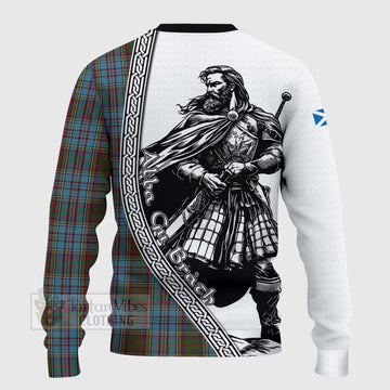 Anderson Tartan Clan Crest Knitted Sweater with Highlander Warrior Celtic Style