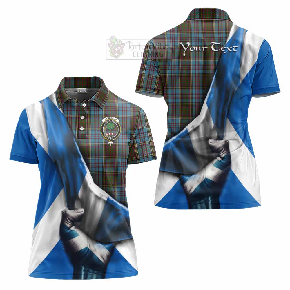 Tartan Vibes Clothing Anderson Tartan Women's Polo Shirt with Family Crest Scotland Patriotic Style