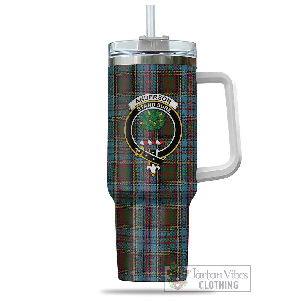 Tartan Vibes Clothing Anderson Tartan and Family Crest Tumbler with Handle