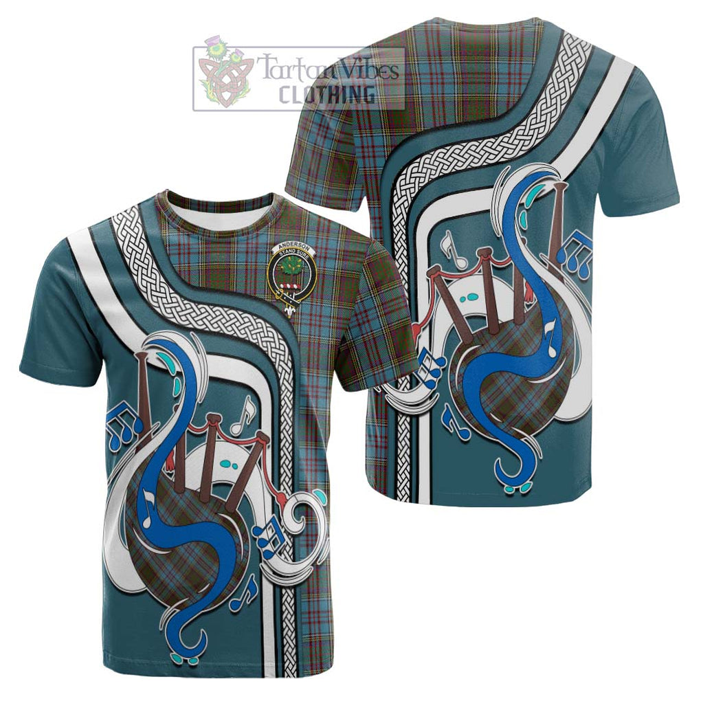 Tartan Vibes Clothing Anderson Tartan Cotton T-shirt with Epic Bagpipe Style