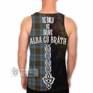 Anderson Tartan Family Crest Men's Tank Top Alba Gu Brath Be Brave Lion Ancient Style - Tartan Vibes Clothing