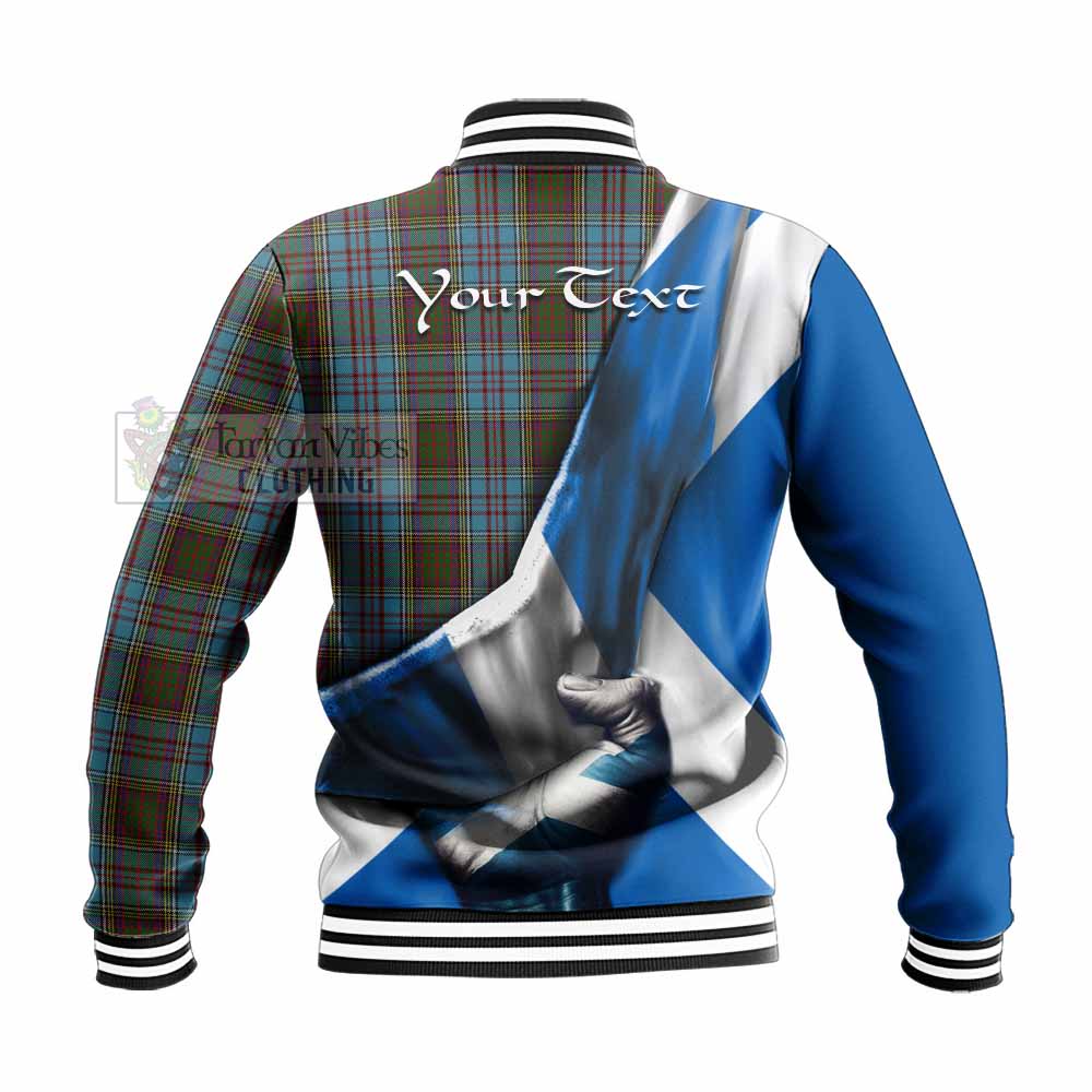 Tartan Vibes Clothing Anderson Tartan Baseball Jacket with Family Crest Scotland Patriotic Style