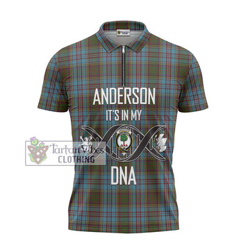 Anderson Tartan Zipper Polo Shirt with Family Crest DNA In Me Style