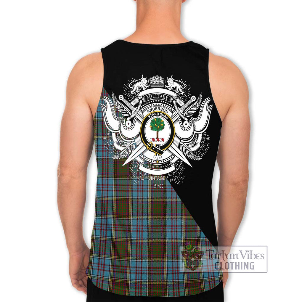 Anderson Tartan Men's Tank Top with Family Crest and Military Logo Style - Tartanvibesclothing Shop