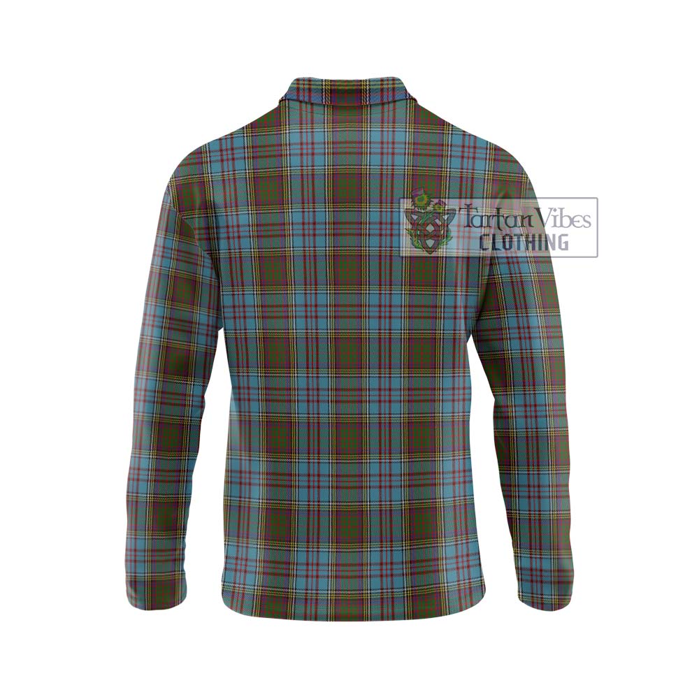 Anderson Tartan Long Sleeve Polo Shirt with Family Crest DNA In Me Style - Tartanvibesclothing Shop