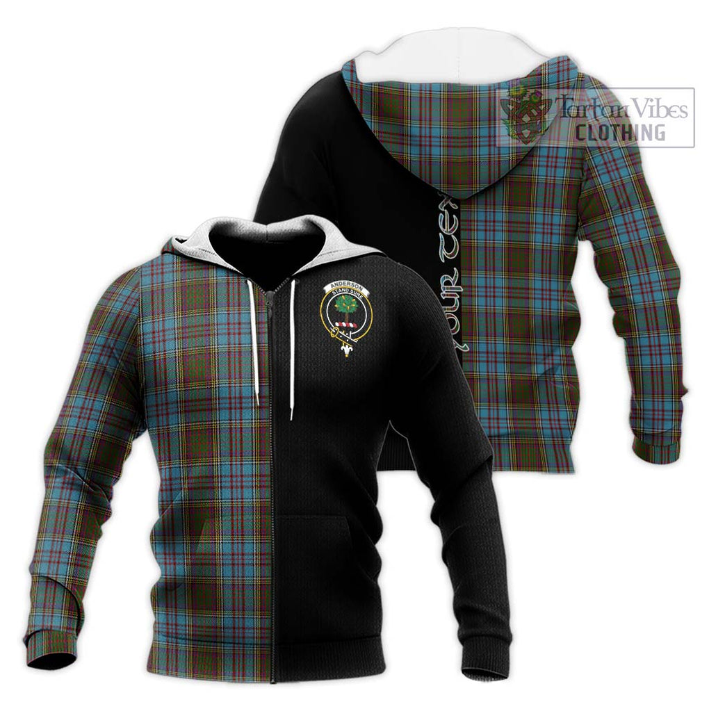 Anderson Tartan Knitted Hoodie with Family Crest and Half Of Me Style Unisex Knitted Zip Hoodie - Tartanvibesclothing Shop