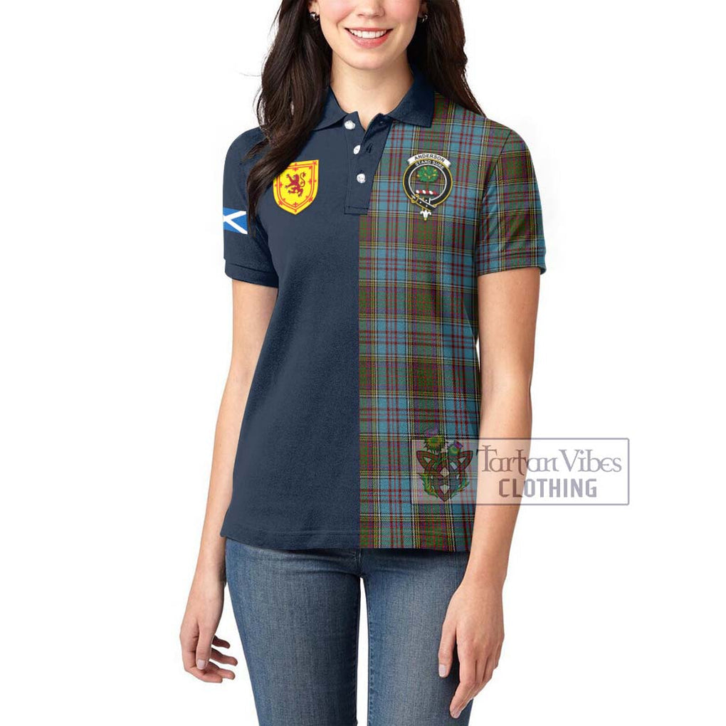 Tartan Vibes Clothing Anderson Tartan Women's Polo Shirt with Scottish Lion Royal Arm Half Style