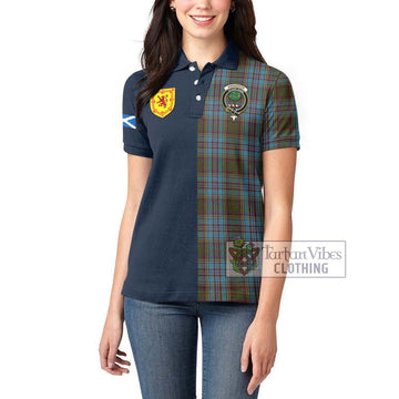 Anderson Tartan Women's Polo Shirt Alba with Scottish Lion Royal Arm Half Style