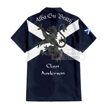 Anderson Tartan Lion Rampant Short Sleeve Button Shirt  Proudly Display Your Heritage with Alba Gu Brath and Clan Name