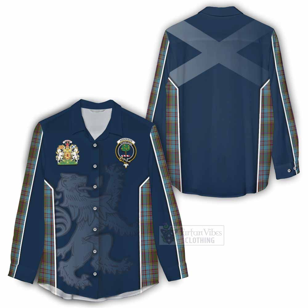 Tartan Vibes Clothing Anderson Tartan Women's Casual Shirt with Family Crest and Lion Rampant Vibes Sport Style