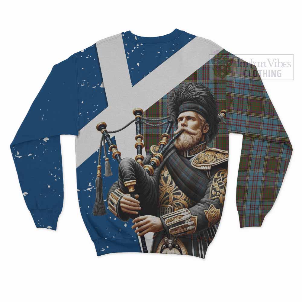 Tartan Vibes Clothing Anderson Tartan Sweatshirt with Family Crest Scottish Bagpiper Vibes