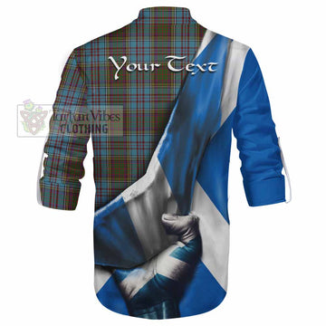 Anderson Tartan Ghillie Kilt Shirt with Family Crest Scotland Patriotic Style