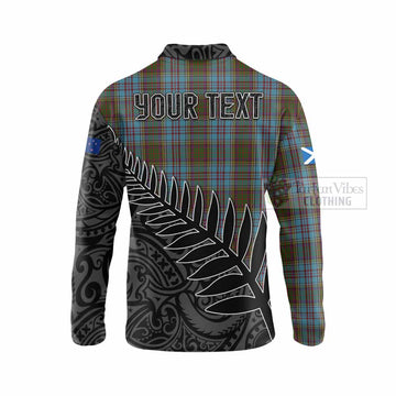 Anderson Crest Tartan Long Sleeve Polo Shirt with New Zealand Silver Fern Half Style