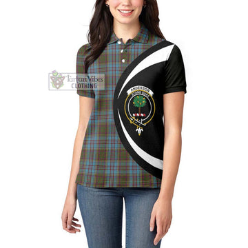 Anderson Tartan Women's Polo Shirt with Family Crest Circle Style