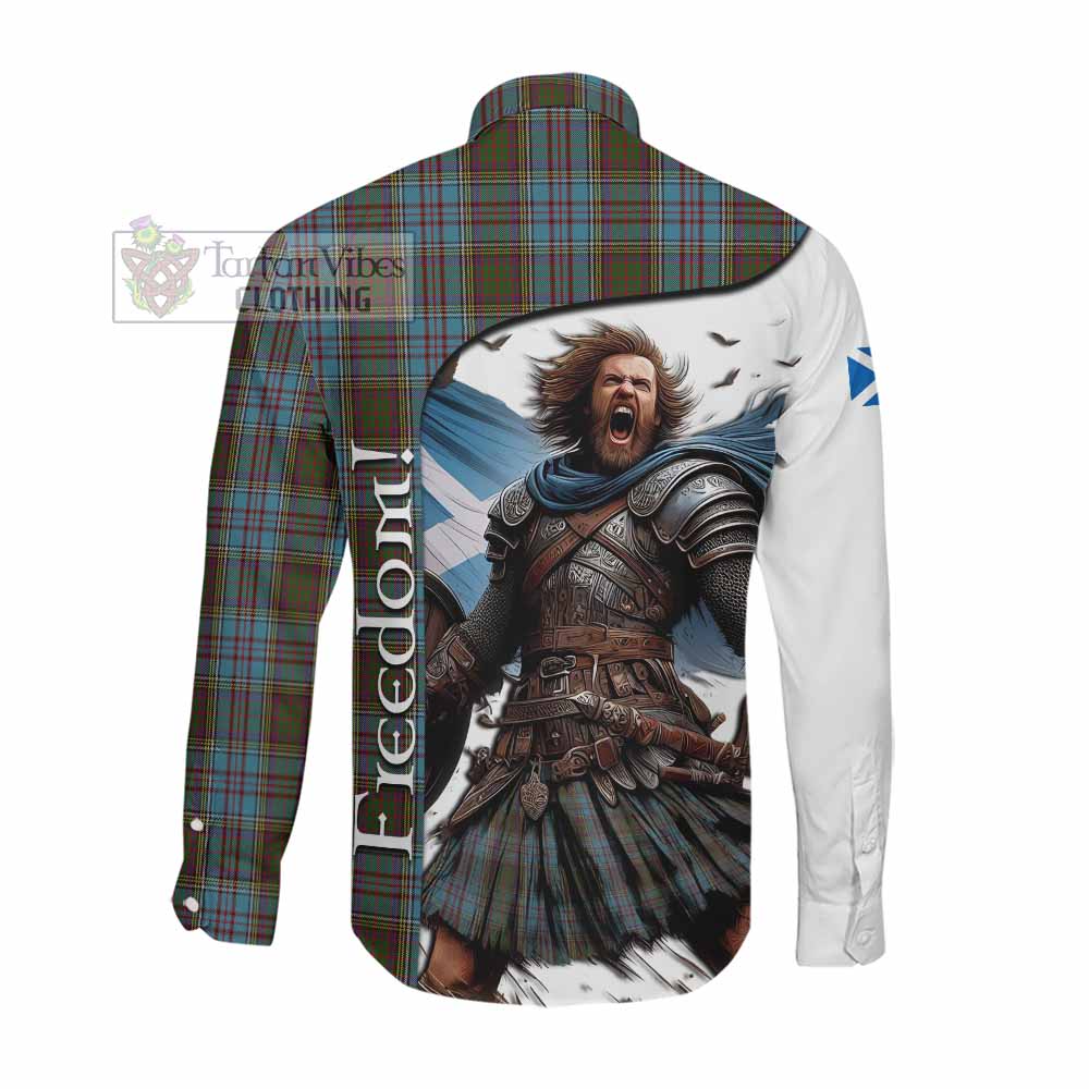 Tartan Vibes Clothing Anderson Crest Tartan Long Sleeve Button Shirt Inspired by the Freedom of Scottish Warrior