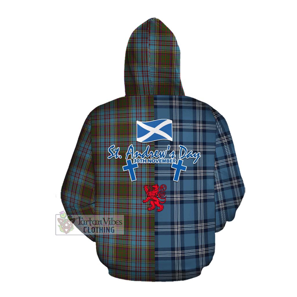 Tartan Vibes Clothing Anderson Tartan Cotton Hoodie Happy St. Andrew's Day Half Tartan Style