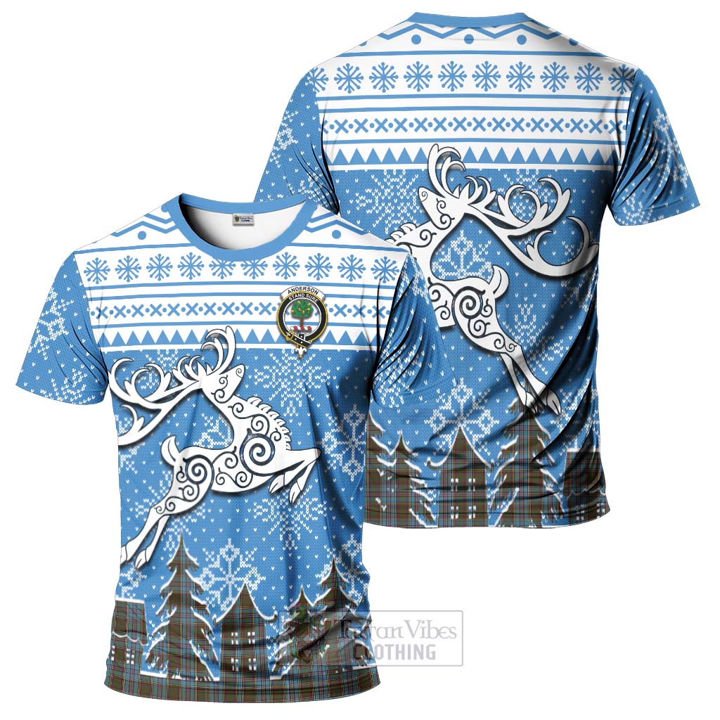 Tartan Vibes Clothing Anderson Clan Christmas T-Shirt Celtic Reindeer Style