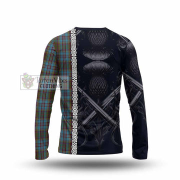 Anderson Tartan Long Sleeve T-Shirt with Family Crest Cross Sword Thistle Celtic Vibes