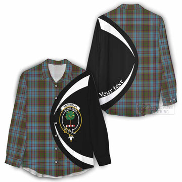 Anderson Tartan Women's Casual Shirt with Family Crest Circle Style