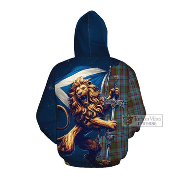 Anderson Tartan Family Crest Cotton Hoodie with Scottish Majestic Lion