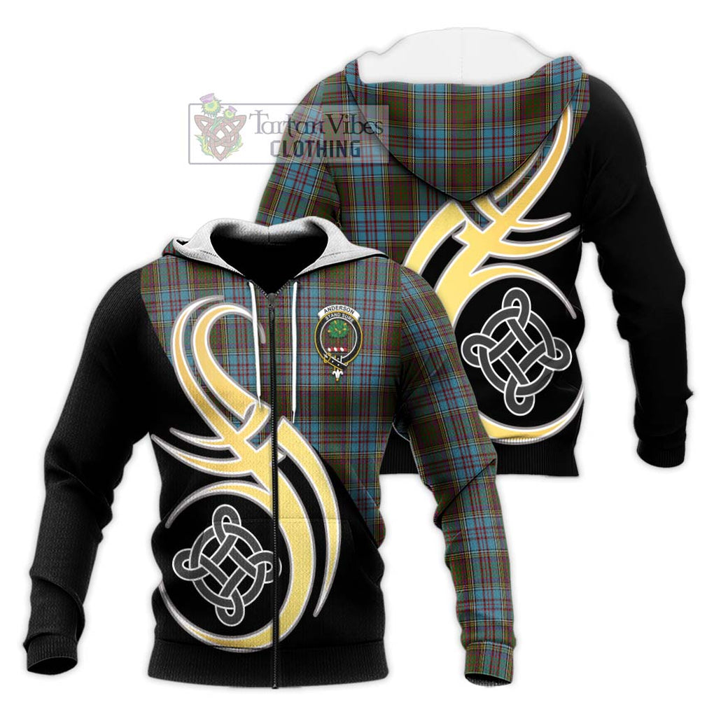 Anderson Tartan Knitted Hoodie with Family Crest and Celtic Symbol Style Unisex Knitted Zip Hoodie - Tartan Vibes Clothing