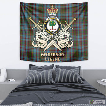 Anderson Tartan Tapestry with Clan Crest and the Golden Sword of Courageous Legacy