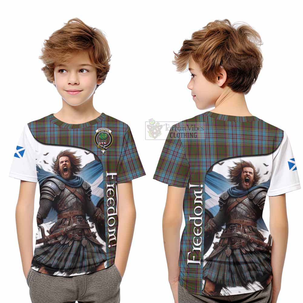 Tartan Vibes Clothing Anderson Crest Tartan Kid T-Shirt Inspired by the Freedom of Scottish Warrior